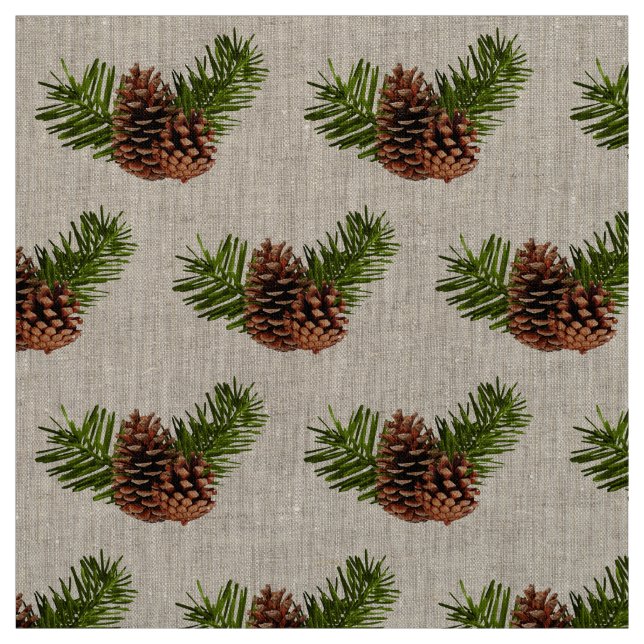 Tissu Pinecones rustique et branches (Échantillon)