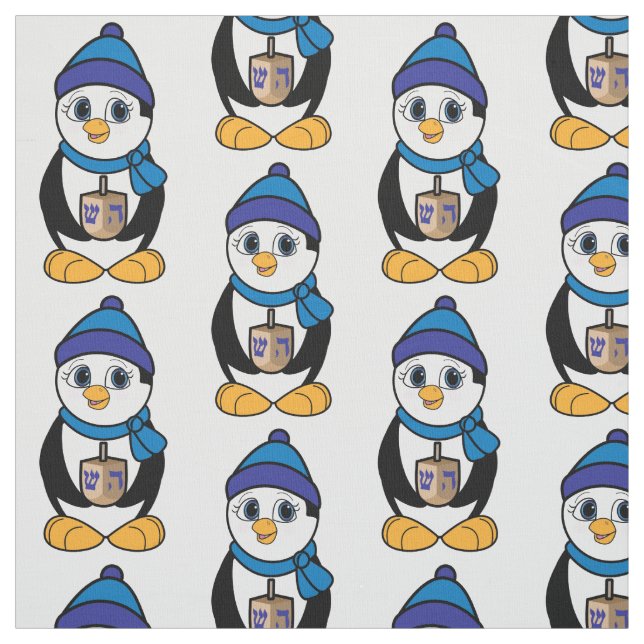 Tissu Pingouin avec Dreidel chez Hanoukka (Échantillon)