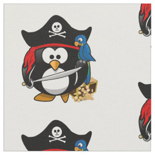 Tissu Pingouin de pirate de carton mignon avec perroquet