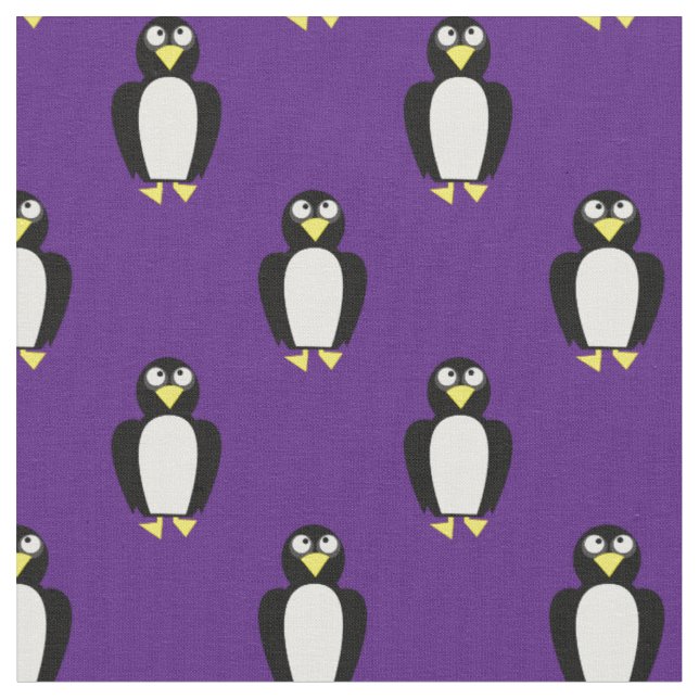 Tissu Pingouins mignons Enfants Bébé Pépinière pourpre (Fermer)