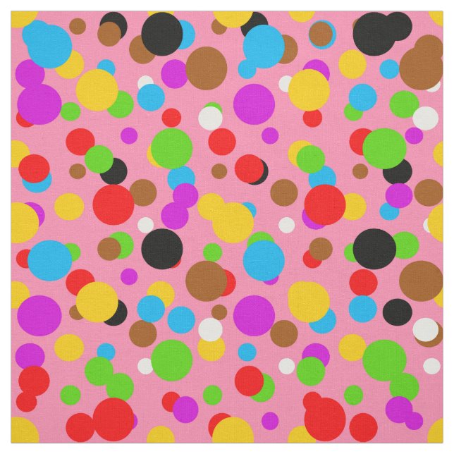Tissu Pink Background Colorful Polka-dots Design (Échantillon)