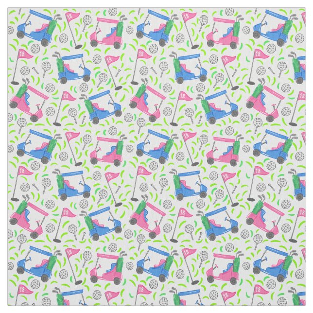Tissu Pink Blue Green Golf Preppy (Échantillon)