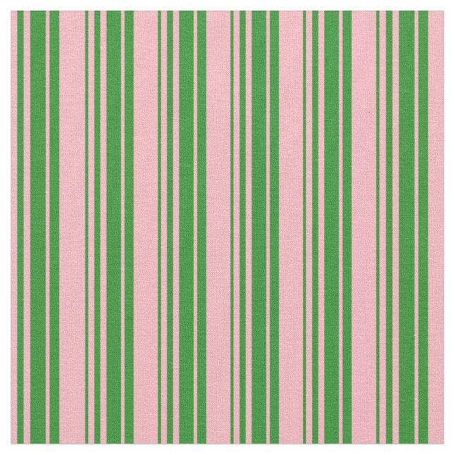 Tissu Pink clair et Forest Green Stripes Motif (Fermer)
