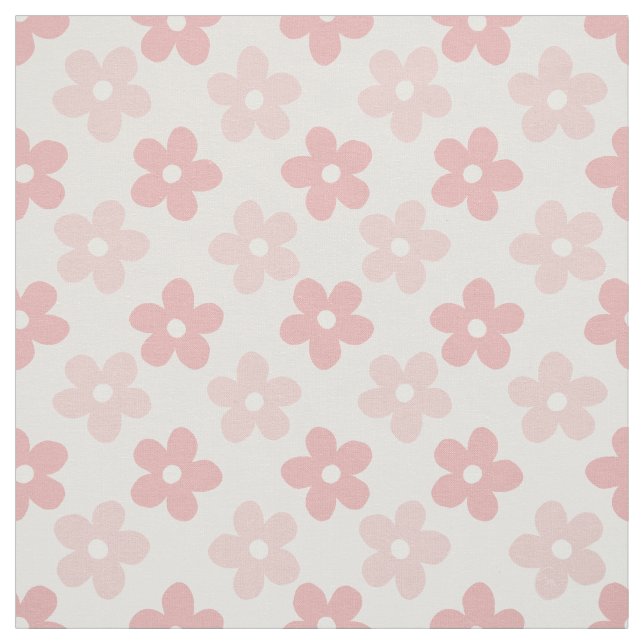 Tissu Pink Cream Daisy Flowers Retro Pattern (Échantillon)