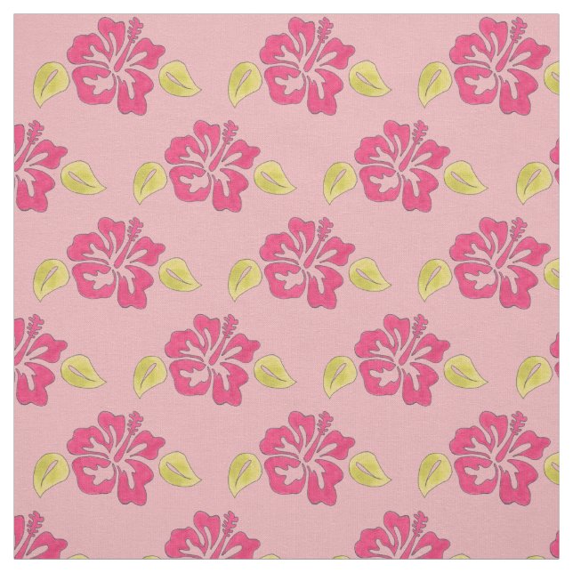 Tissu Pink Hawaiian Tropical Island Hibiscus Flower (Échantillon)