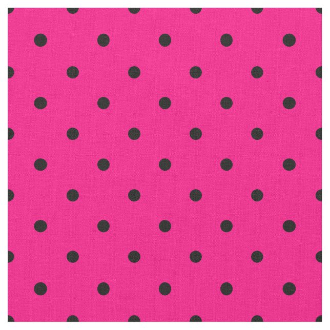 Tissu Pink Lumineux avec Pois noirs Motif (Fermer)