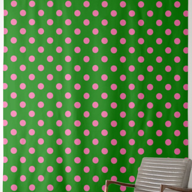 Tissu Pink On Green Polka Dots Pattern Design  (Créateur téléchargé)