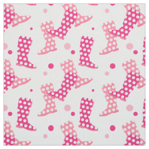 Tissu Pink Polka Dot Wellington Boot Motif
