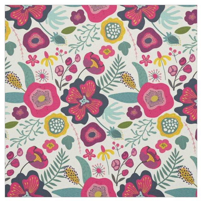 Tissu Pink Purple Abstrait motif floral (Échantillon)