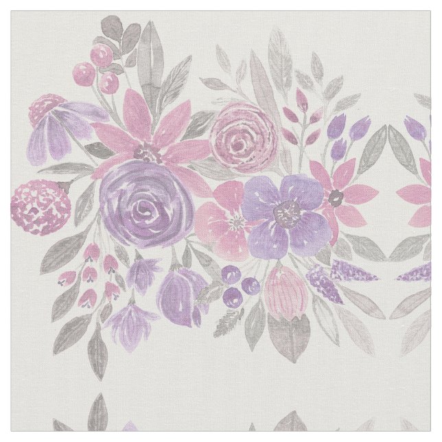 Tissu Pink Purple Sage Green Floral Watercolor (Fermer)