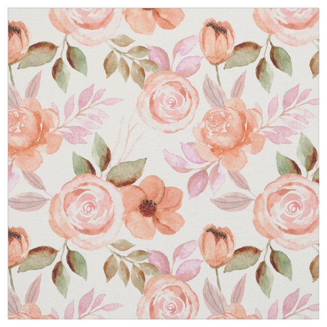 Tissu Pink watercolor flowers (Échantillon)