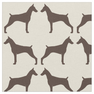 Tissu Pinscher Doberman Silhouettes de Chien Motif