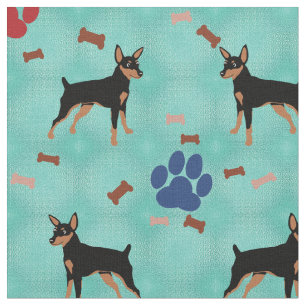 Tissu Pinscher miniature de bande dessinée