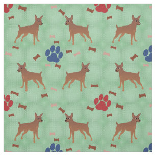 Tissu Pinscher miniature de bande dessinée