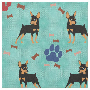 Tissu Pinscher miniature de bande dessinée