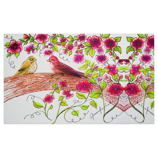 Tissu Pinsons au printemps (Fat Quarter)