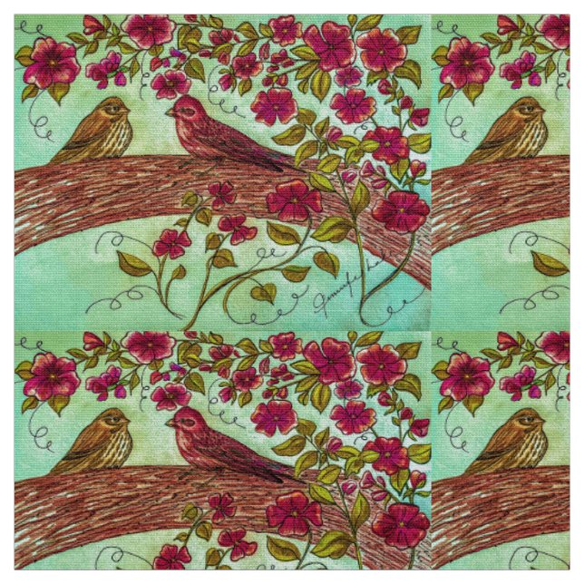 Tissu Pinsons Vintage (Échantillon)