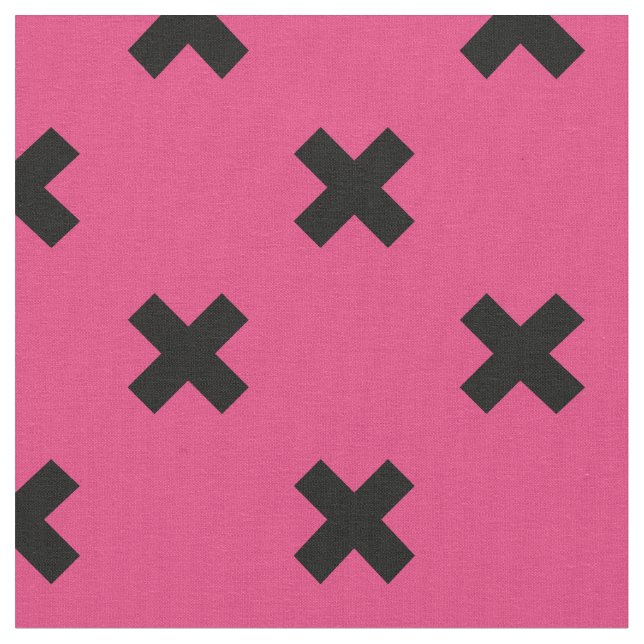 Tissu Piqûres de croix noire sur fuchsia (Fermer)