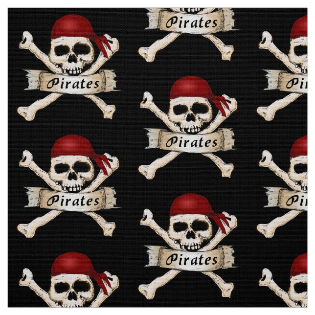 Tissu Pirate crâne et os croisés (Échantillon)