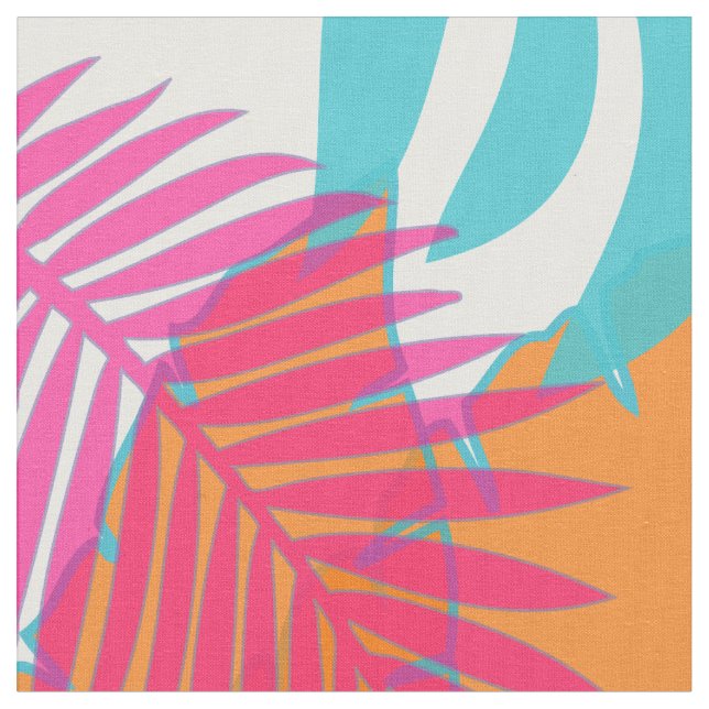 Tissu PixDezines forêt tropicale turquoise/orange/jaune/ (Fermer)