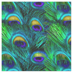 Tissu PixDezines Peacock Feather/Cobalt/Aqua