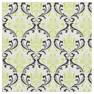 Tissu PixDezines Rossi Damask/Thé vert/ Noir