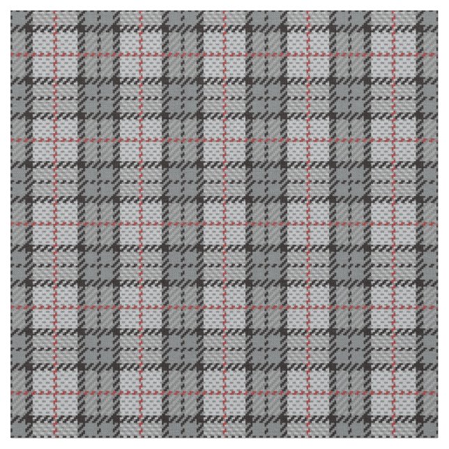 Tissu Pixel Plaid à Grey with Red Stripe (Fermer)