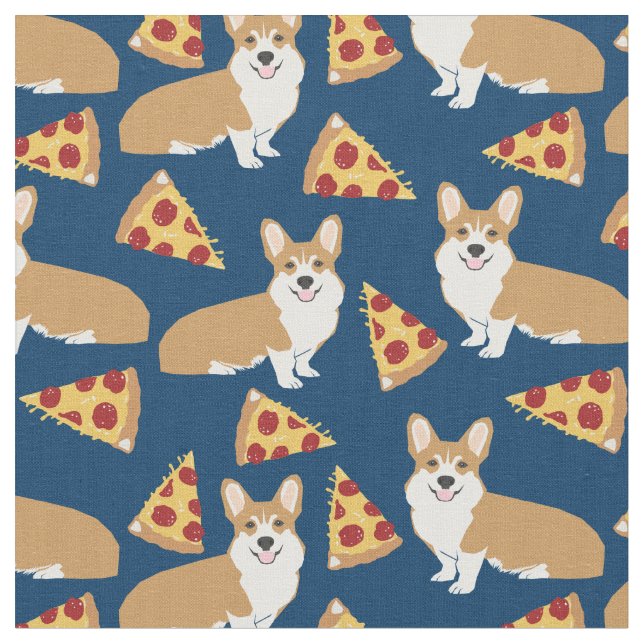 Tissu Pizza motif de chien de Corgi (Fermer)