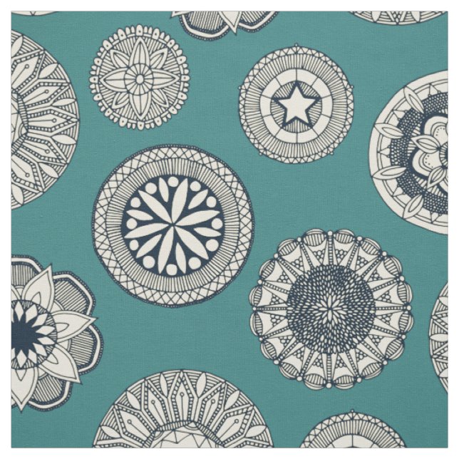 Tissu place du cirque de mandala turquoise (Échantillon)