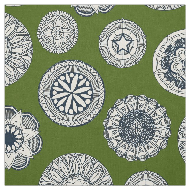 Tissu place du cirque de mandala vert (Échantillon)