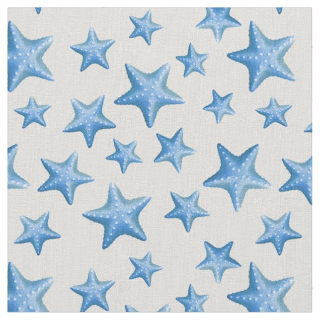 Tissu Plage d'été de poisson étoilé bleu Côte marine (Fermer)