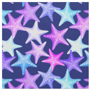 Tissu Plage d'été nautique Multicolore Pastel Starfish