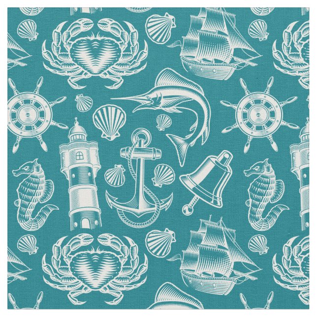 Tissu Plage Nautique Océan Motif (Fermer)
