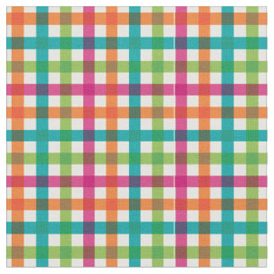 Tissu Plaid Arc-en-ciel orange, rose et Turquoise en ét