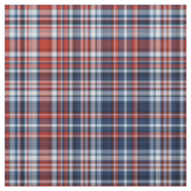Tissu Plaid blanc et bleu rouge (Échantillon)
