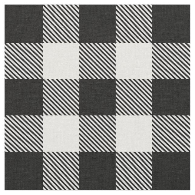 Tissu Plaid blanc noir de Buffalo avec le sergé (Fermer)