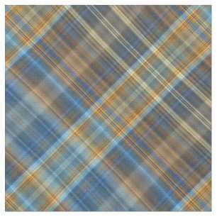 Tissu Plaid bleu et orange