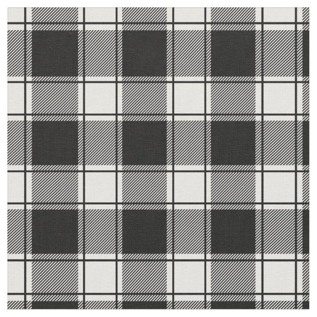 Tissu Plaid Buffalo blanc et noir (Fermer)