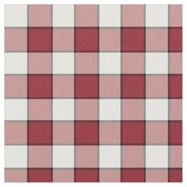 Tissu Plaid Checkered rouge et blanc vintage (Fermer)