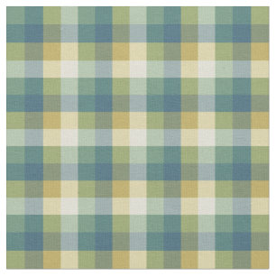 Tissu Plaid Checkered vert, bleu et jaune