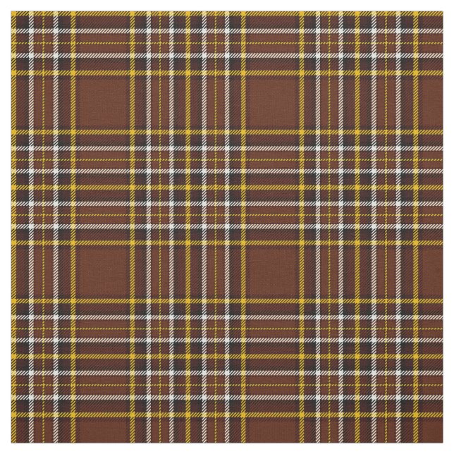 Tissu Plaid chocolat, avec bande or/blanc/noir (Échantillon)