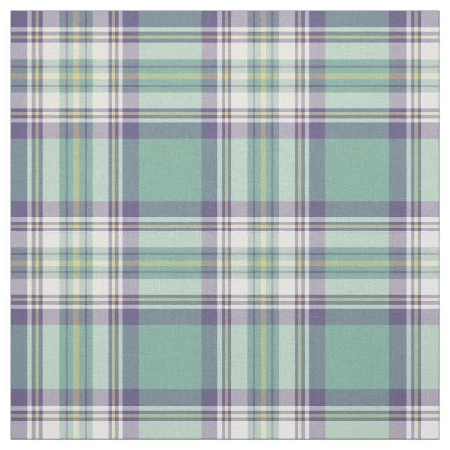 Tissu Plaid d'Aqua, pourpre et jaune (Échantillon)