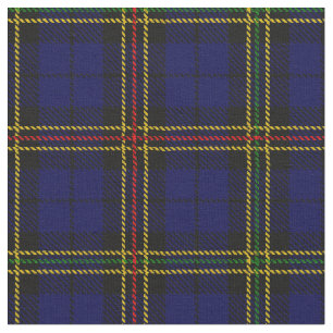 Tissu Plaid de bleu royal - jaune, rayure noire rouge et
