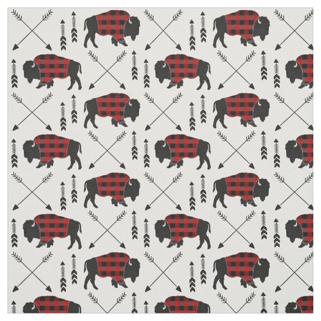 Tissu Plaid de Buffalo rouge et noir (Échantillon)