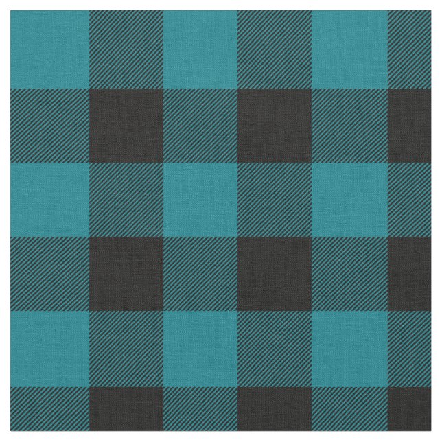 Tissu Plaid de buffle noir et turquoise foncé (Fermer)