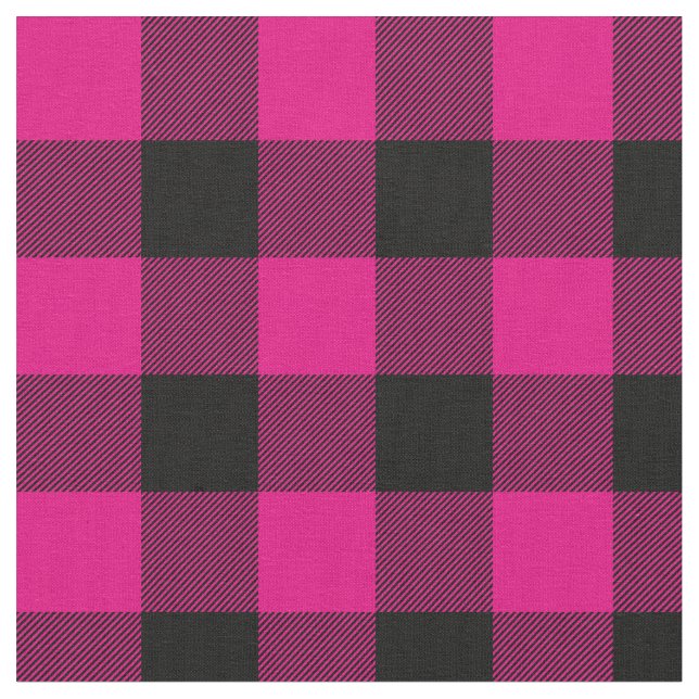 Tissu Plaid de buffle rose et noir chaud (Fermer)