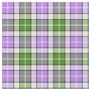 Tissu Plaid de lavande, de vert, et blanc