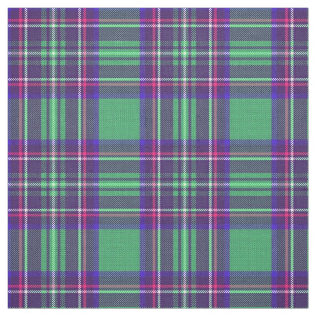 Tissu Plaid de vert de mer du cru 7/bleu/rose/blanc (Échantillon)