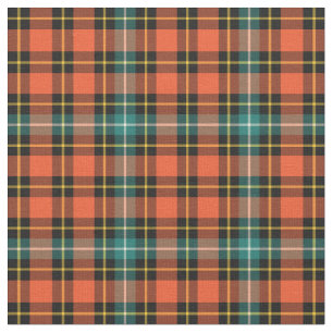 Tissu Plaid d'Halloween orange foncé, vert et noir