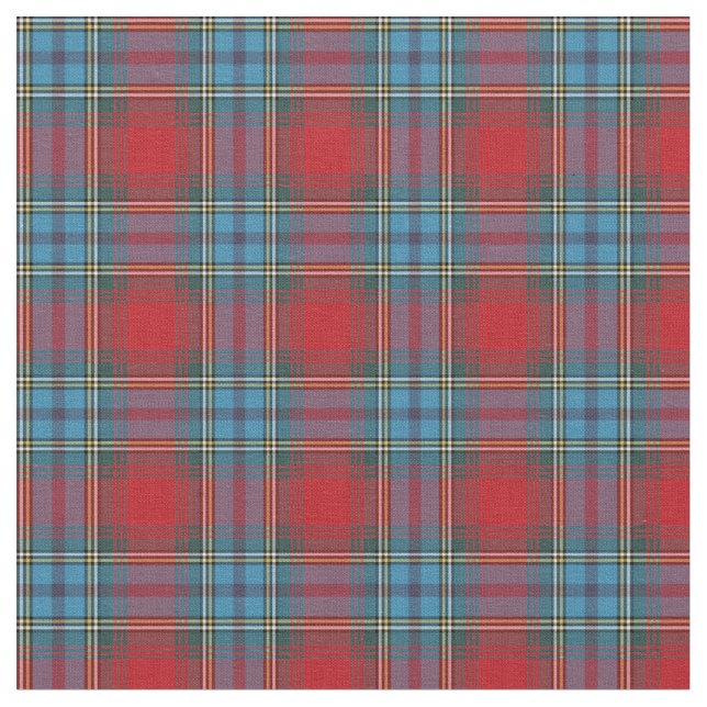 Tissu Plaid écossais bleu et rouge vintage (Fermer)